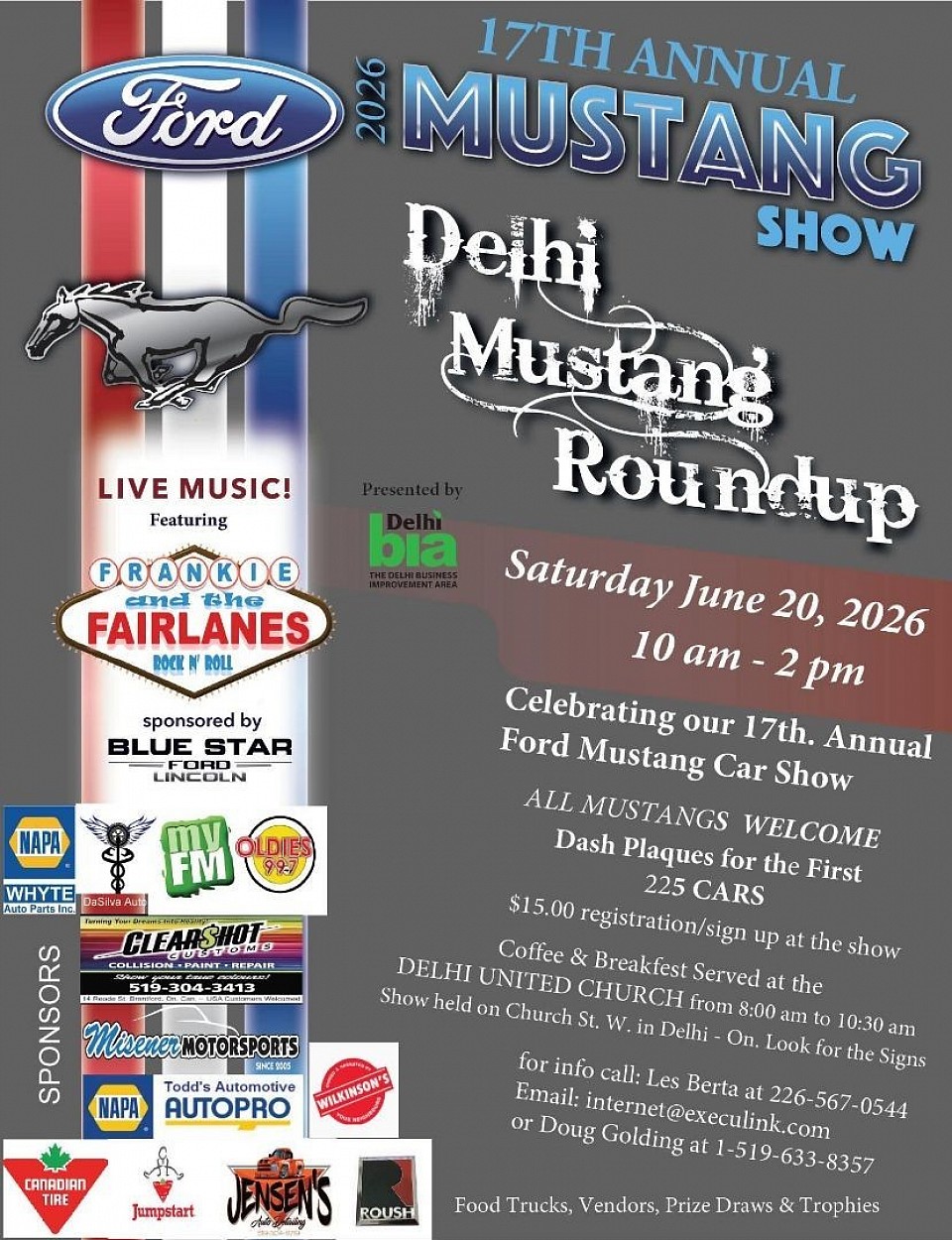 The 17th Annual Delhi Mustang Roundup. Saturday June 20, 2026